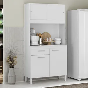 Kit Cozinha Ceará 4 portas 1 Gavetas em MDP Branco Brilho