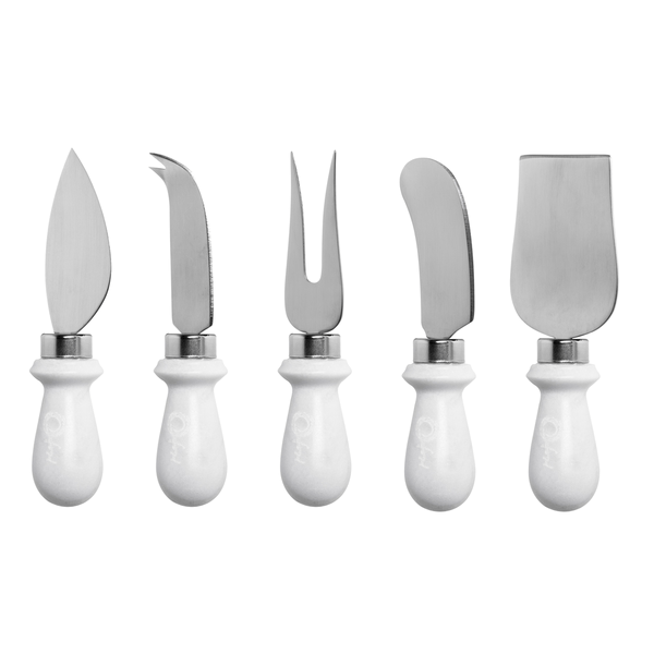 Conjunto de Facas Oxford para Queijo, Mármore Branco, 5 Peças - 69692
