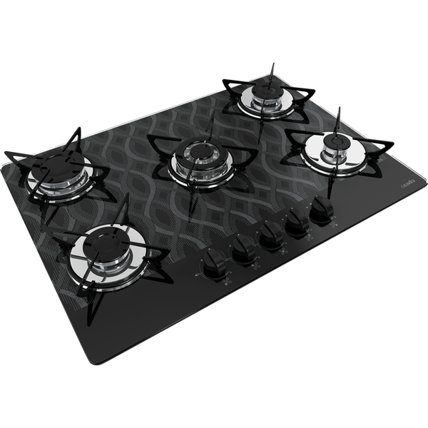 Cooktop Casavitra 5 Bocas Wavy, Tripla Chama, Preto - E10E56.535 Bivolt