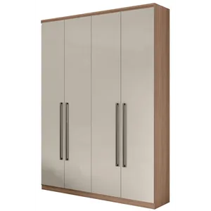 Guarda-roupa, MDF, 04 Portas, 02 gavetas, 01 Calceiro - Alonzo New Carvalho Naturale / Off White
