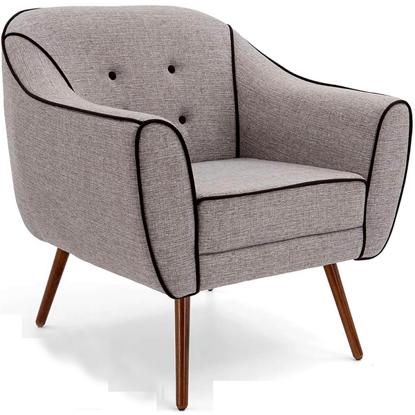 Poltrona Mily, MDF, 1 Lugar, Pés Eucalipto Envernizado - 796768 Cinza