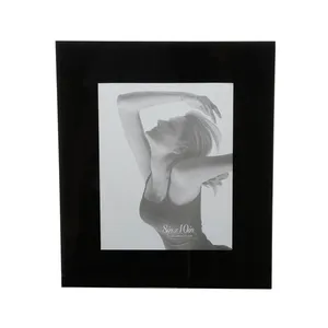 Porta-Retrato Retangular Royal, 10x15cm, Vidro, Preto - 9466