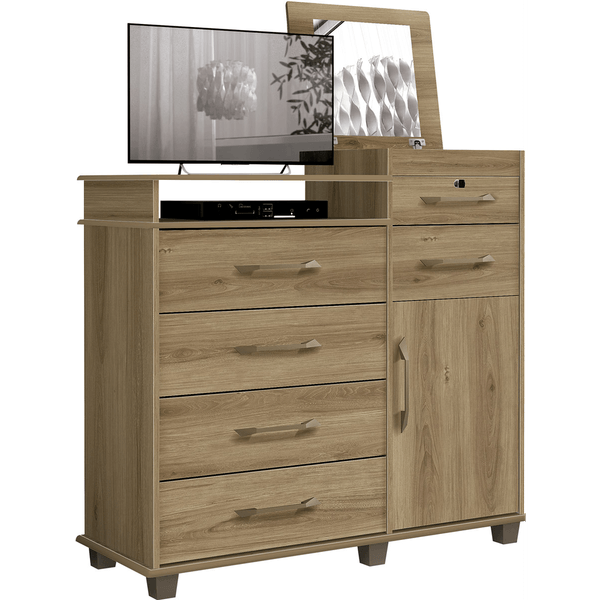 Cômoda em MDP e MDF, 5 Gavetas, Dobradíças Metalicas, 1 Porta - Fabrimóvel Brilhante Niagra