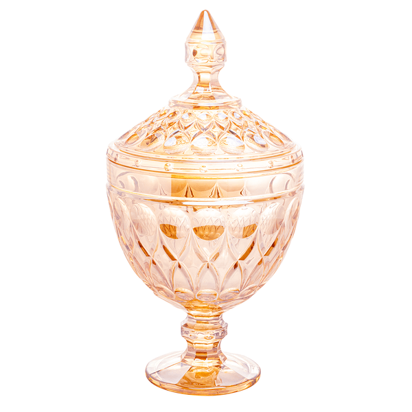 Potiche Decorativo Angel, Com Pé, Cristal, 15x28cm, Âmbar - 27902 Pacote Decorativo Angel, Com Pé, Cristal, 15x28cm - Âmbar