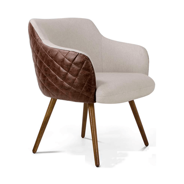Poltrona Decorativa Jade Matelasse, 1 Lugar, com Pés, 71 x 70 cm - 778950 Marrom / Bege