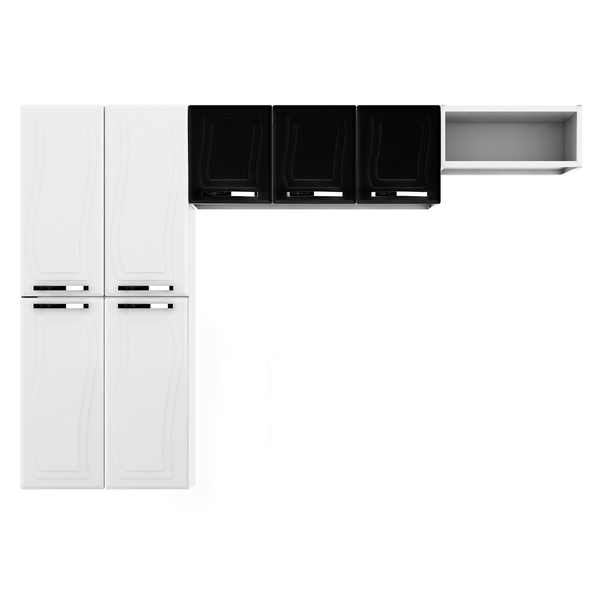 Cozinha Paraty em Aço 3 Peças 7 Portas com Nicho Colormaq Branco / Preto