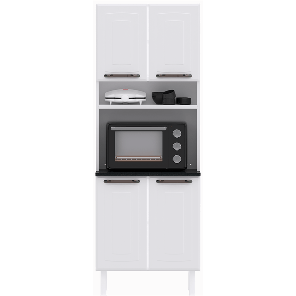 Paneleiro Torre Quente em Aço, 4 Portas, 4 Prateleiras, 4 Pés - Titanium Branco