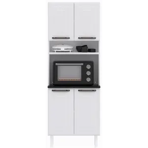 Paneleiro Torre Quente em Aço, 4 Portas, 4 Prateleiras, 4 Pés - Titanium Branco