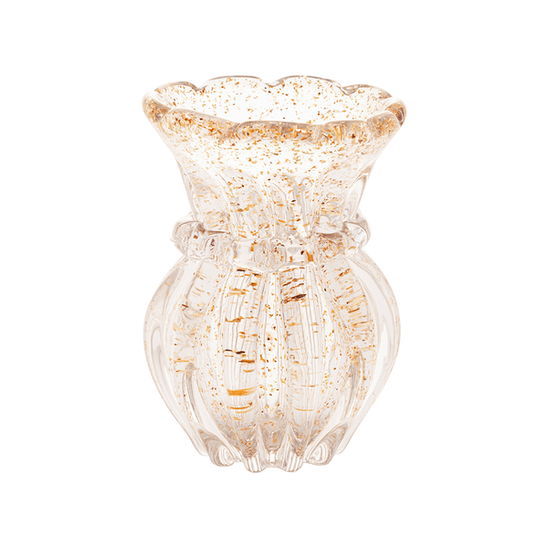 Vaso de Vidro Italy Wolff Dourado 9,5x14cm