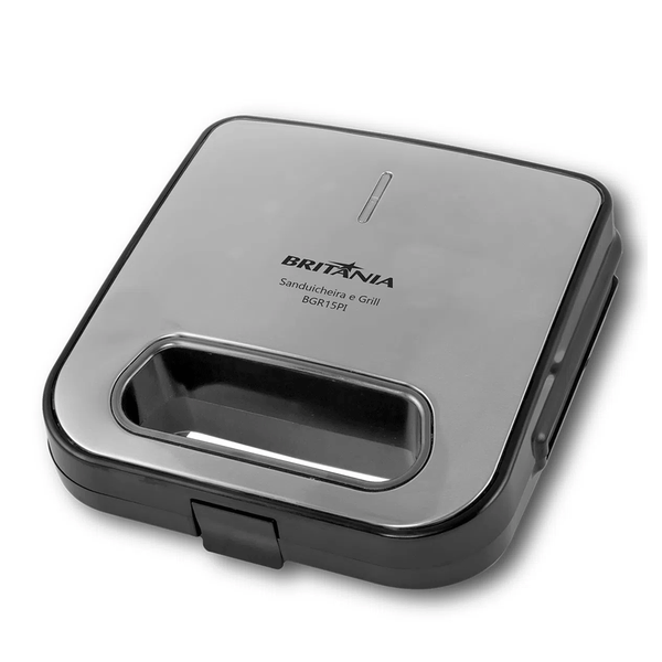 Sanduicheira e Grill Britânia, Luzes Indicadoras, Revestimento em Cerâmica, Prata - BGR15PI 110V