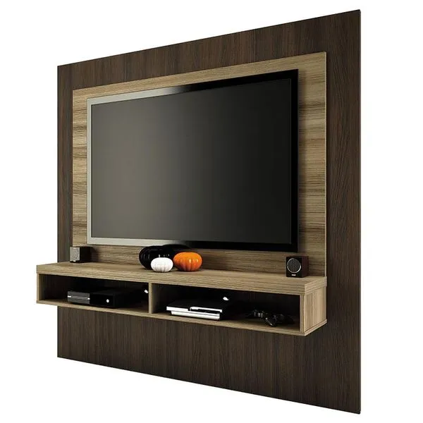 Painel para TV em MDF e MDP - Linea Brasil Milão Cappuccino Wood / Ebano