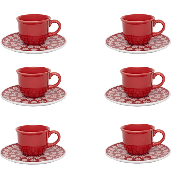 Jogo de Xícaras para Café Oxford Renda, 12 Peças, Cerâmica - J590-6404