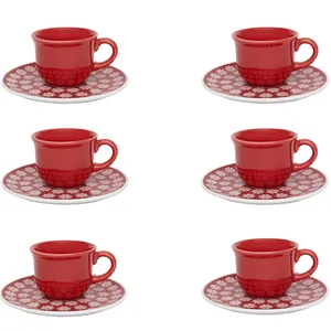 Jogo de Xícaras para Café Oxford Renda, 12 Peças, Cerâmica - J590-6404