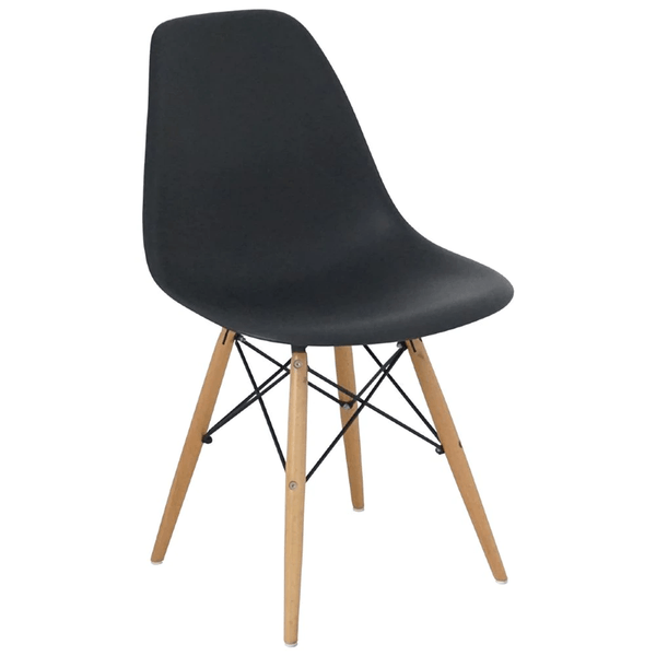 Cadeira em Madeira e metal, Assento Polipropileno - Eames Preto