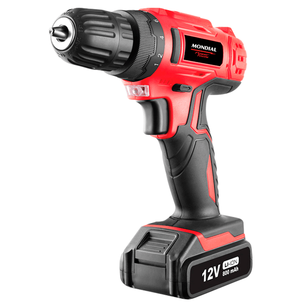 Parafusadeira/Furadeira Mondial, Controle de Torque, 12V, Com Maleta Organizadora, Vermelho/Preto - PF07MA Bivolt