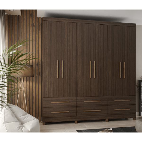 Guarda Roupa Majestic 6 Portas 6 Gavetas em MDP com Pés Cappuccino