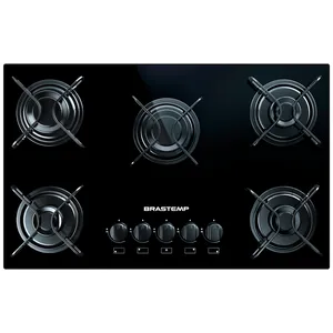 Cooktop Brastemp 5 Bocas com Vidro Temperado Preto e Acendimento Super Automático Encaixe Perfeito Na Mesa BDD75AE Bivolt