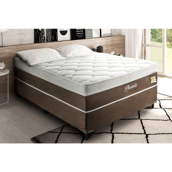 Conjunto Box Casal, Espuma D28, Pillow Top e Mola, 138x188cm - Phoenix Látex