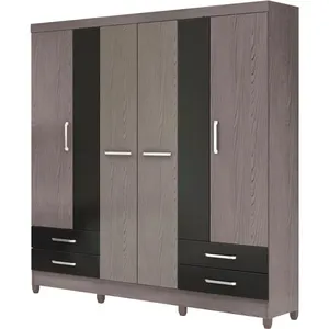 Guarda-roupa 6 Portas com Pés - Demóbile Palace Cinza / Preto
