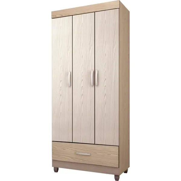 Guarda-roupa 3 Portas 1 Gaveta - Demóbile Prince Avelã / Castanho