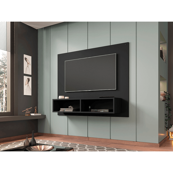 Painel para TV de 42'', MDP, Pintura UV, 2 Prateleiras - Martin Preto