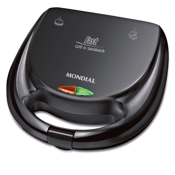 Sanduicheira e Grill 2 em 1 Mondial, Chapa Antiaderente, 750W, Preto - Fast S12 110V