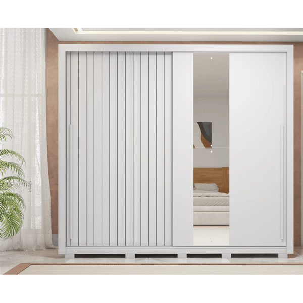 Guarda Roupa Romanus Lux em MDP 2 Portas 4 Gavetas com Espelho Branco