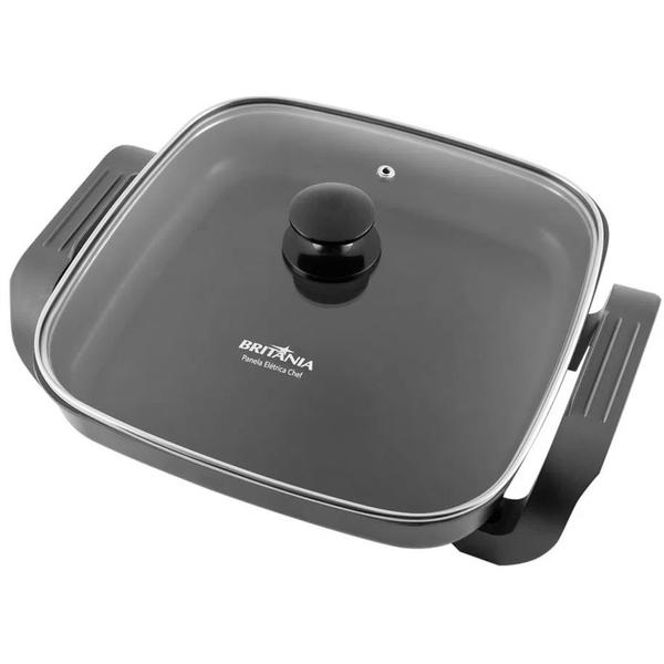 Panela Elétrica Britânia Chef, 1200w Antiaderente Tampa Vidro Preto - BPE03P 110V