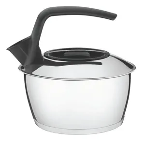 Chaleira 1,5L Tramontina Aço Inox Fundo Triplo Cabo Preto Fogão Água Chá Café
