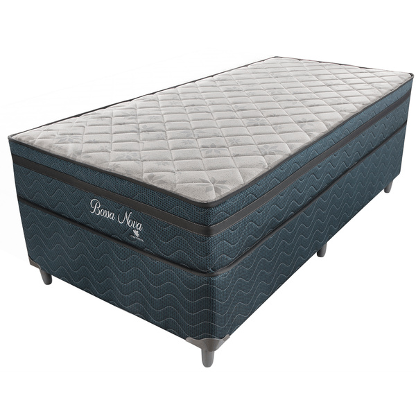 Conjunto Box Solteirão, Espuma D28, Euro Pillow e Mola, 108X198cm - Bossa Nova Blue