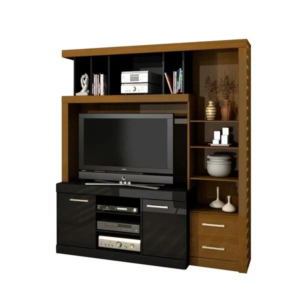 Estante com 2 Gavetas - Germai Lara Imbuia / Preto