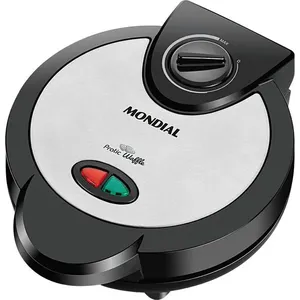 Aparelho de Waffle Mondial Pratic GW-01 Preto e Prata 220V