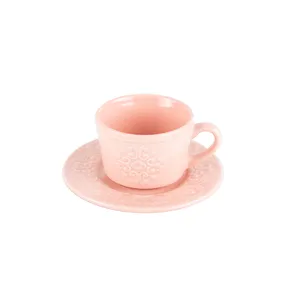 Conjunto de Xícaras Para Café Com Pires Tiles Blush, 4 Peças, 80ml, Porcelana - 17604