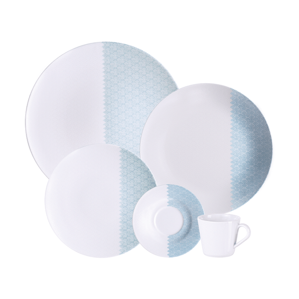 Conjunto de Jantar e Chá Tramontina Aquarius em Porcelana Decorada 20 Peças