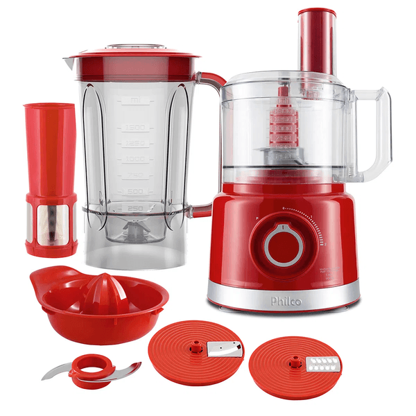 Multiprocessador Philco 5 em 1, Função Pulsar, 2 Velocidades, 900W, Vermelho - PMP1500V 220V