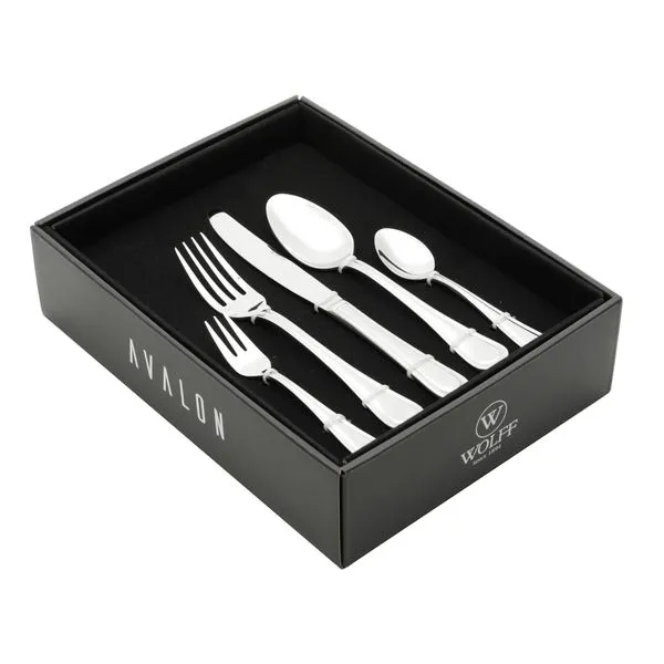 Faqueiro Avalon da Wolff, Aço Inox, Com Gift Box, 30 Peças - 71415