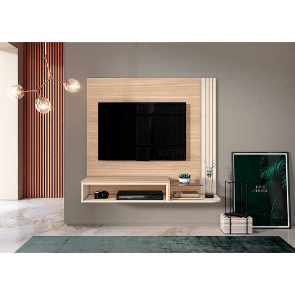 Painel para TV até 48'', 1 Nicho, 1 Prateleira - Londres Macchiato / Off White