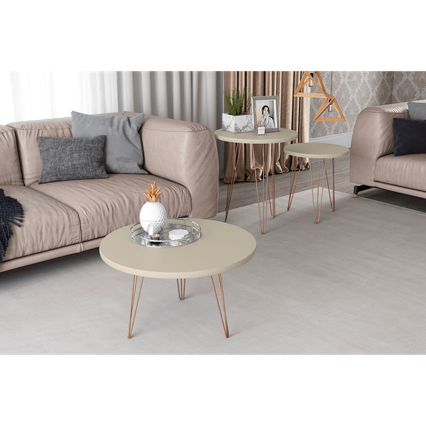 Mesa de Centro em MDF, Pintura UV, 3 Pés - Evolution Off White