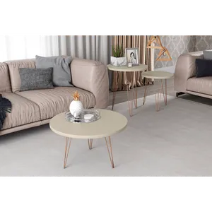 Mesa de Centro em MDF, Pintura UV, 3 Pés - Evolution Off White