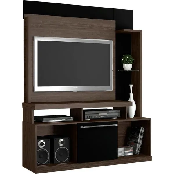 Estante Home em MDF e MDP, Porta - Belaflex Turim Roble / Preto