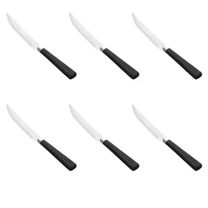 Jogo de Facas para Churrasco Lyor Rattan, 6 Peças, Aço Inox, Preto - 7653