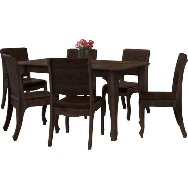 Mesa de Jantar 6 Cadeiras, 100% MDF - RV Móveis Onix II Noce / Voga