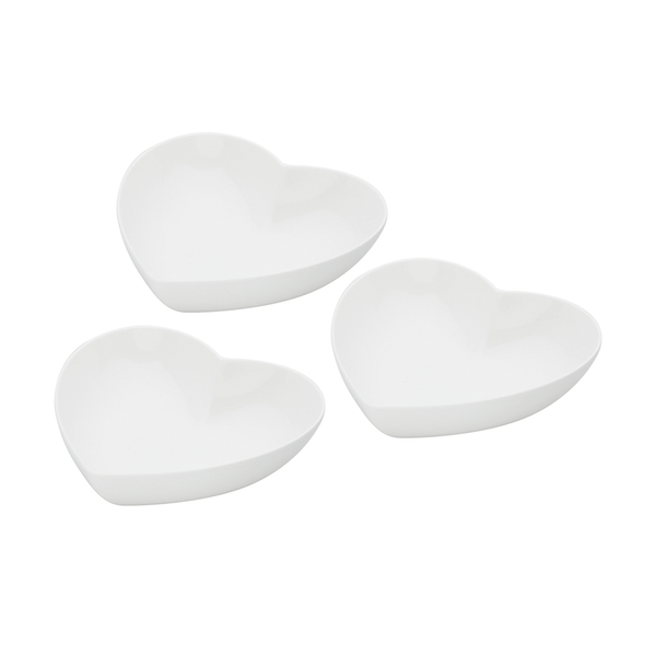 Jogo de Petisqueira Coração da Bon Gourmet, 3 Peças, Porcelana - 27555 Jogo de Petisqueira Coração, 3 Peças, Porcelana - 27555