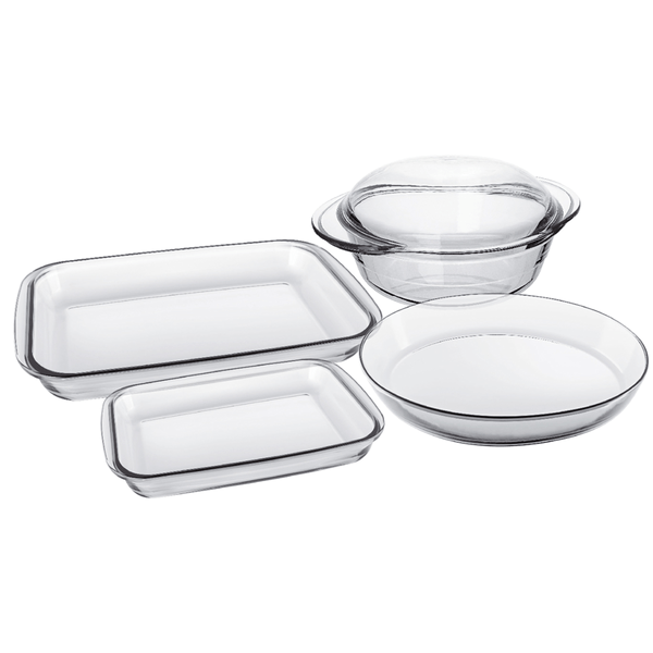 Conjunto de Assadeiras Celebrity da Marinex, 5 Peças, Vidro - 8893