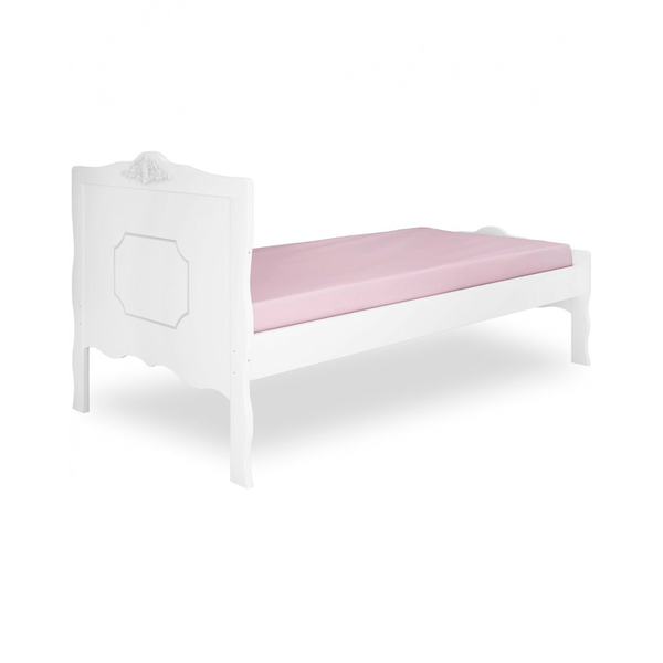 Cama de Solteiro, Pintura UV, 100% MDF - Canaã Móveis Realeza Branco Acetinado