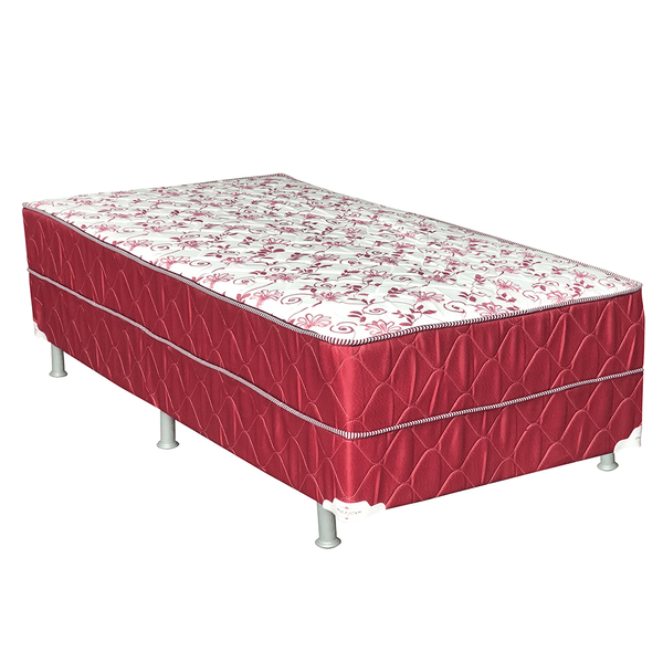 Conjunto Box Solteiro Espuma D20 Vinho 188x60 cm Econ