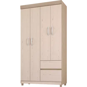 Guarda-roupa 4 portas, 2 gavetas, com Cabideiro - Demóbile Lotus Avelã / Castanho Touch