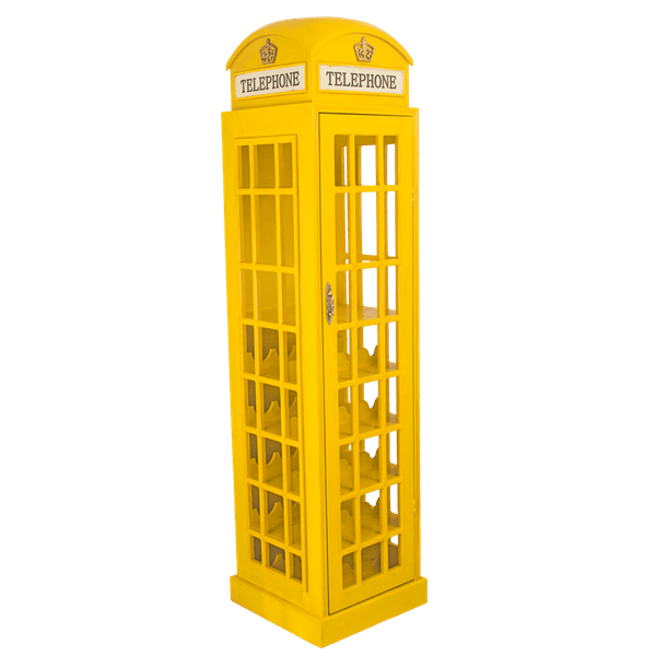 Adega de Madeira, para 15 Garrafas - Telephone Cabin Oldway Amarelo