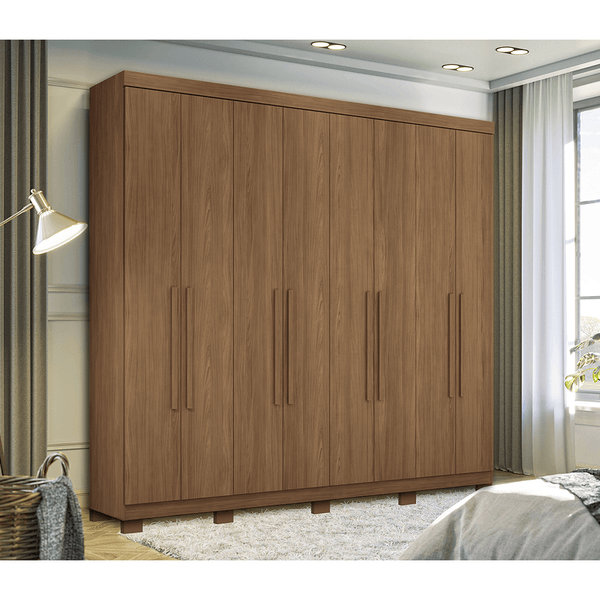 Guarda-Roupa Casal Master New MDP 8 Portas 4 Gavetas Puxadores MDF - Santos Andirá Jatobá