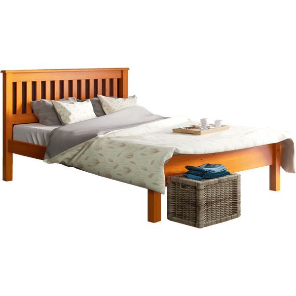 Cama Casal em Madeira Maciça Pinus, Pintura PU, 100 x 148 - 707 Mel